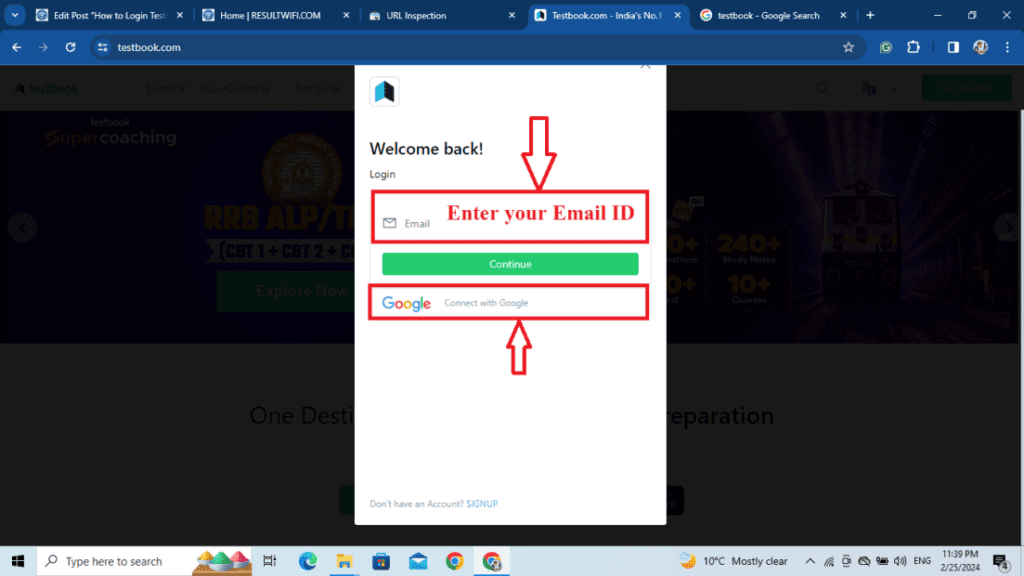 How to Login Testbook with Email ID